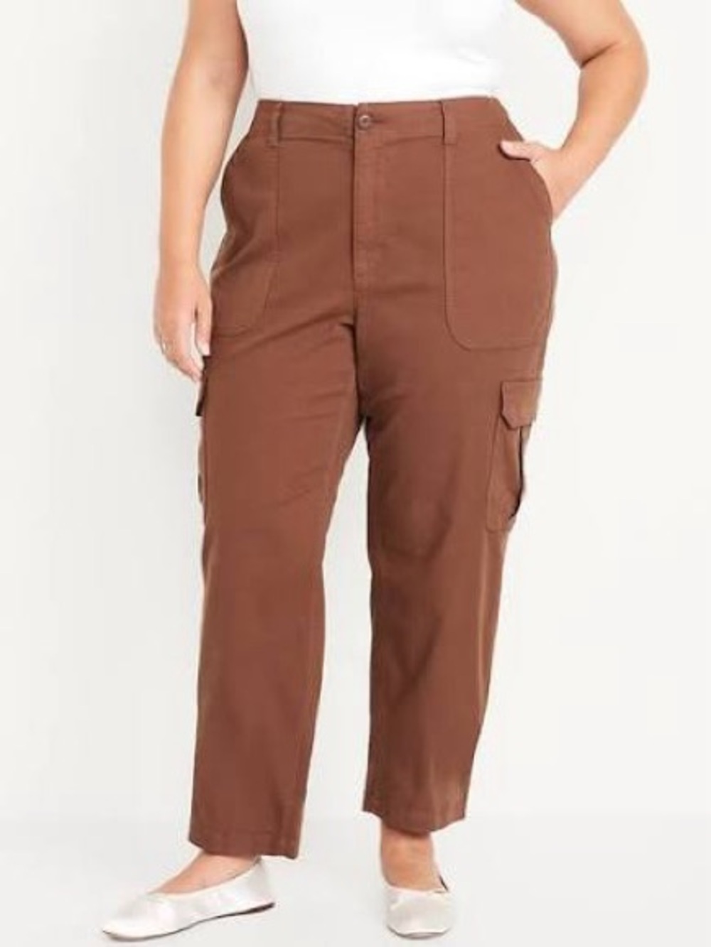 Old Navy High-Waisted OGC Chino Cargo Pants Brick Red Rust Utility Straight Leg